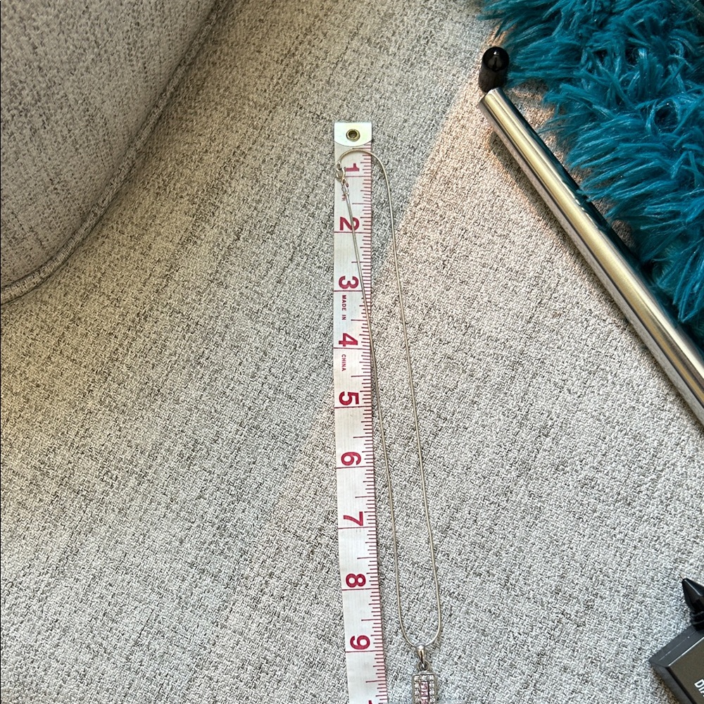 Vintage Pink and Silver Cross Necklace - Picture 15 of 17